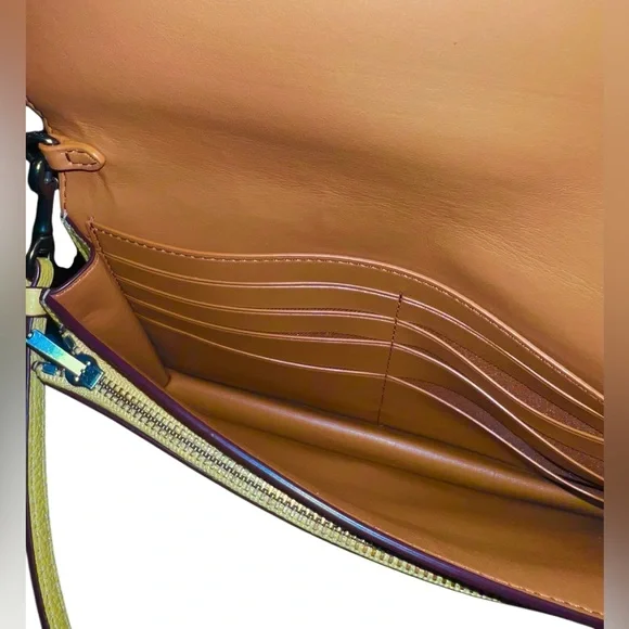 Coach Hayden Foldover Crossbody Yellow Clutch w/ Prairie Rivets - Picture 9 of 14